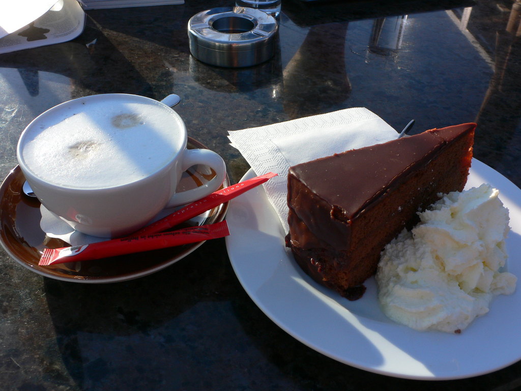 Sacher Torte and Plum strudel at Steinterrasse in Salzburg
