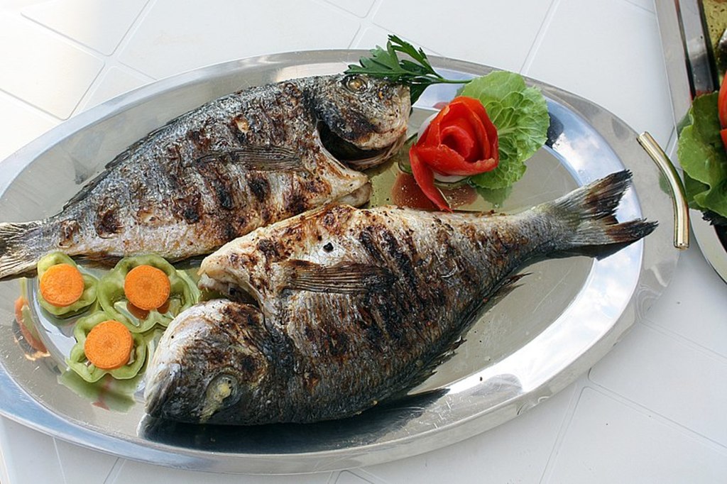 Plated grilled fish