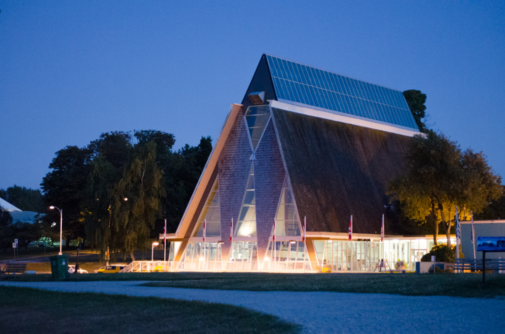Vancouver Maritime Museum exterior at night