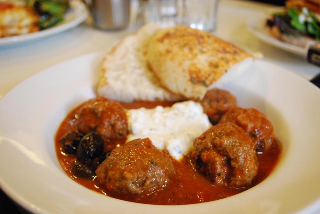 Greek Keftedes Meatballs with Turkish Bread and Mint Yoghurt - Cafe Stax AUD13.90