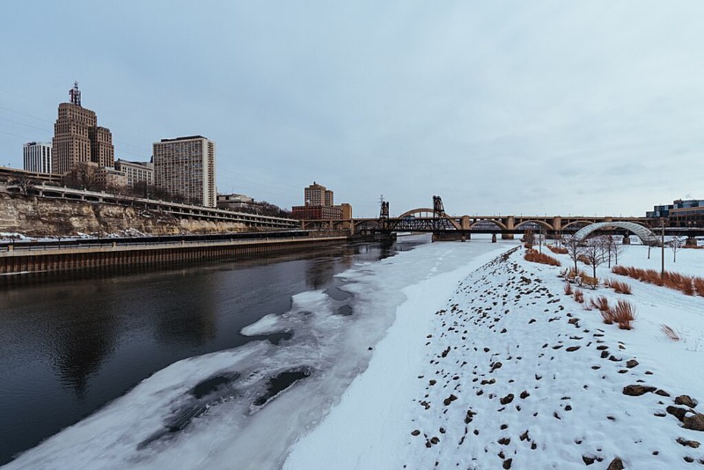 Downtown St. Paul Minnesota Winter Riverfront (26438720548)