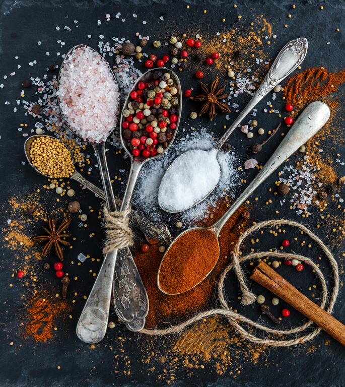 Spices on spoons
