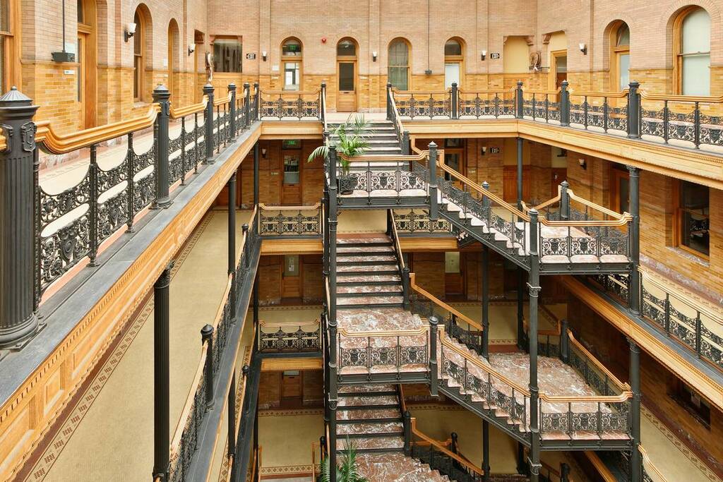 An View Of The Interior Architecture Of The Bradbury Building
