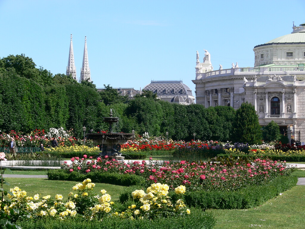 Wien Volksgarten Votivkirche Burgtheater Rosenblüte