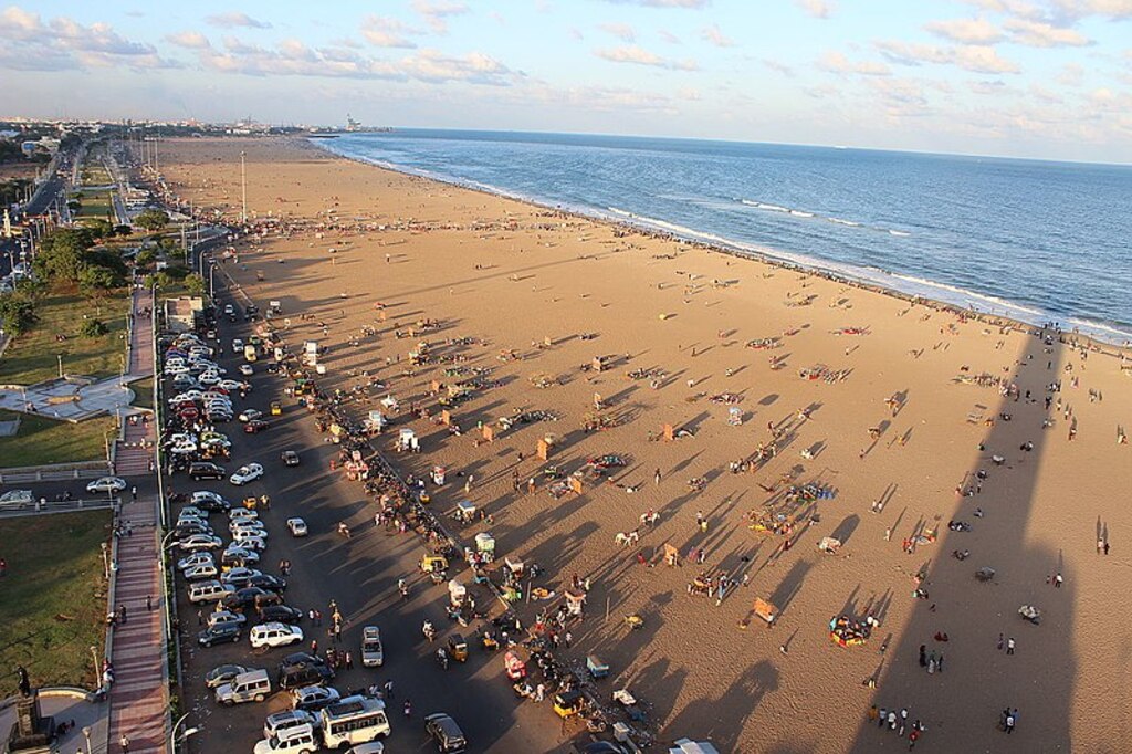 Marina Beach in Chennai as seen from Light house