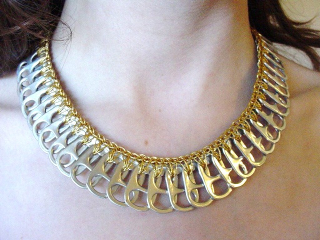 Gold Lame Pull Tab Necklace