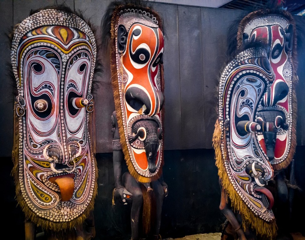 Wood-carved masks