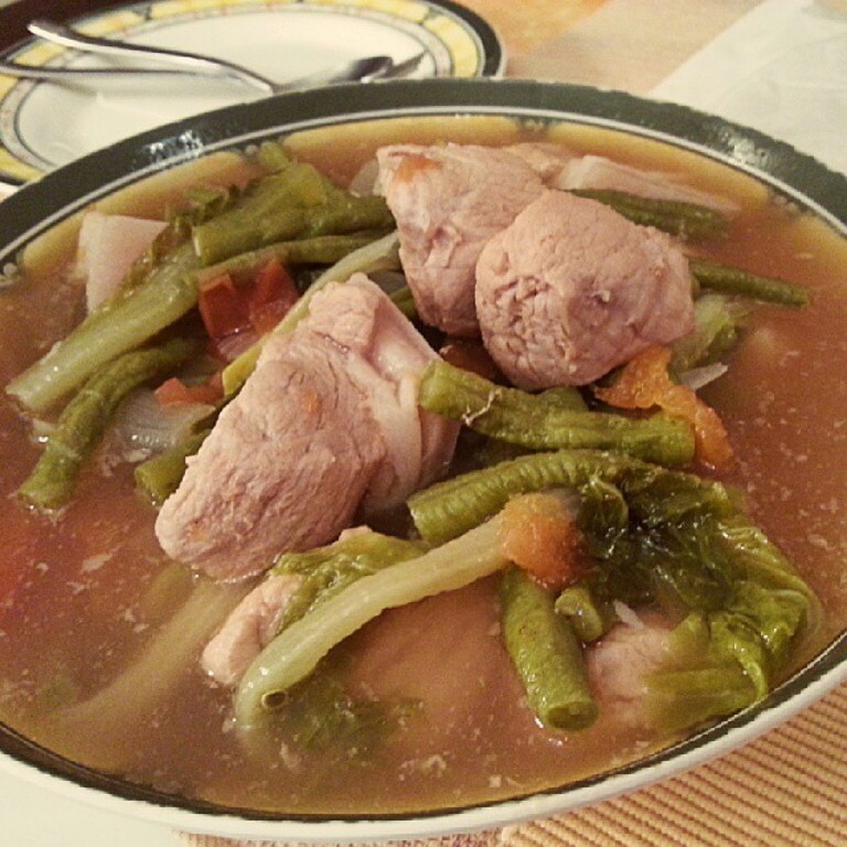 Cooked Sinigang na Baboy for dinner (Pork in Tamarind Soup)