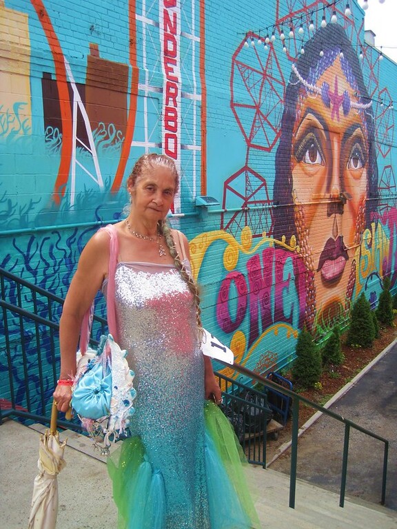 Millie at wall art alley in Coney Island