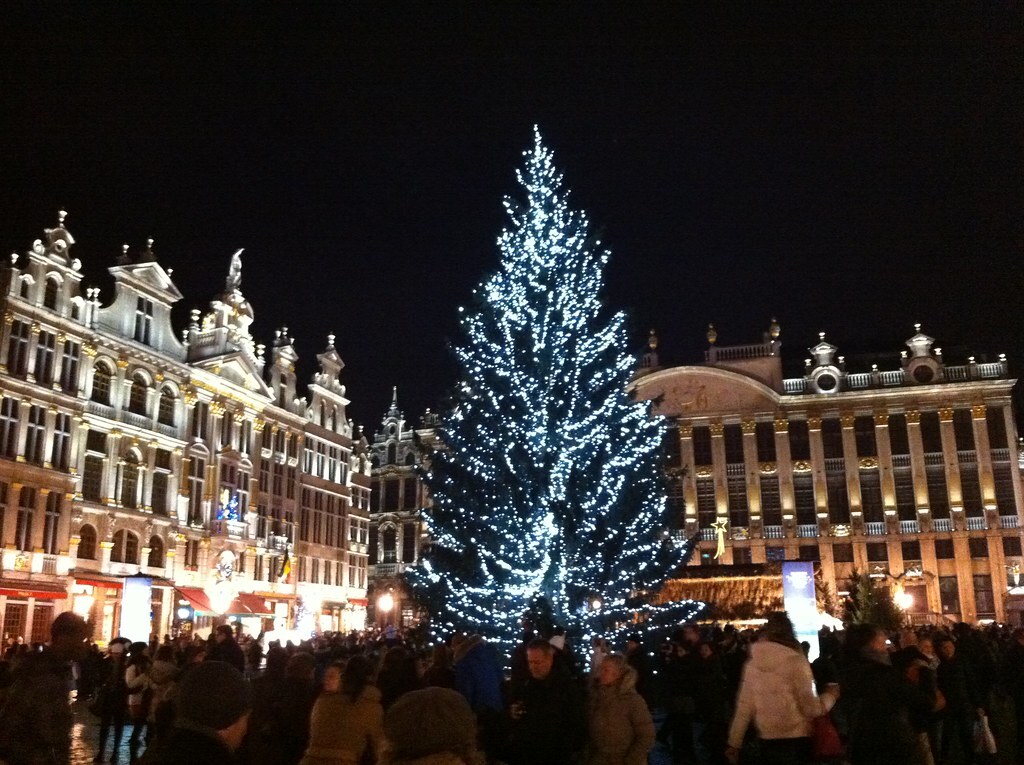 Grand Market Square Decorated for Christmas Brussels Belgium