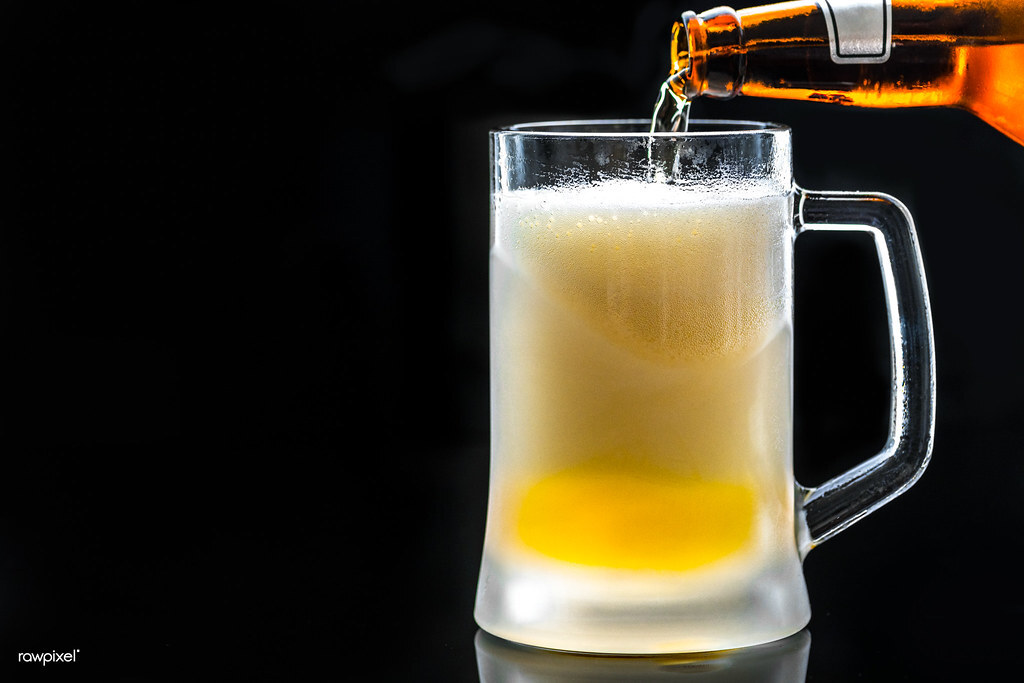 A glass of cold beer macro photography
