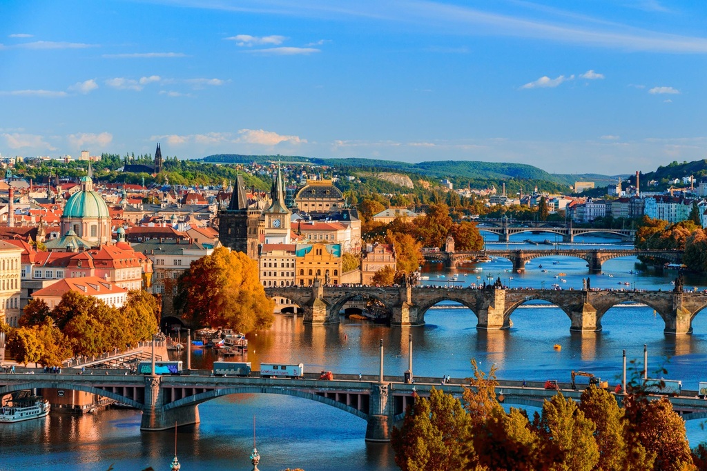 Prague skyline view