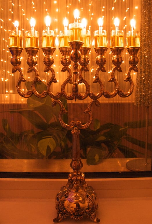 A Hanukkah menorah (Chanukiah)