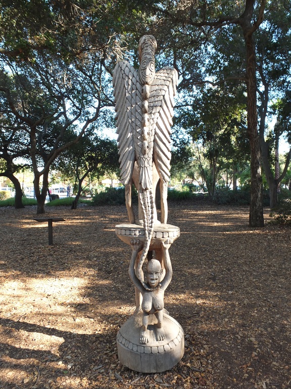 Papua New Guinea Sculpture Garden at Stanford University, rear side of the giant stool