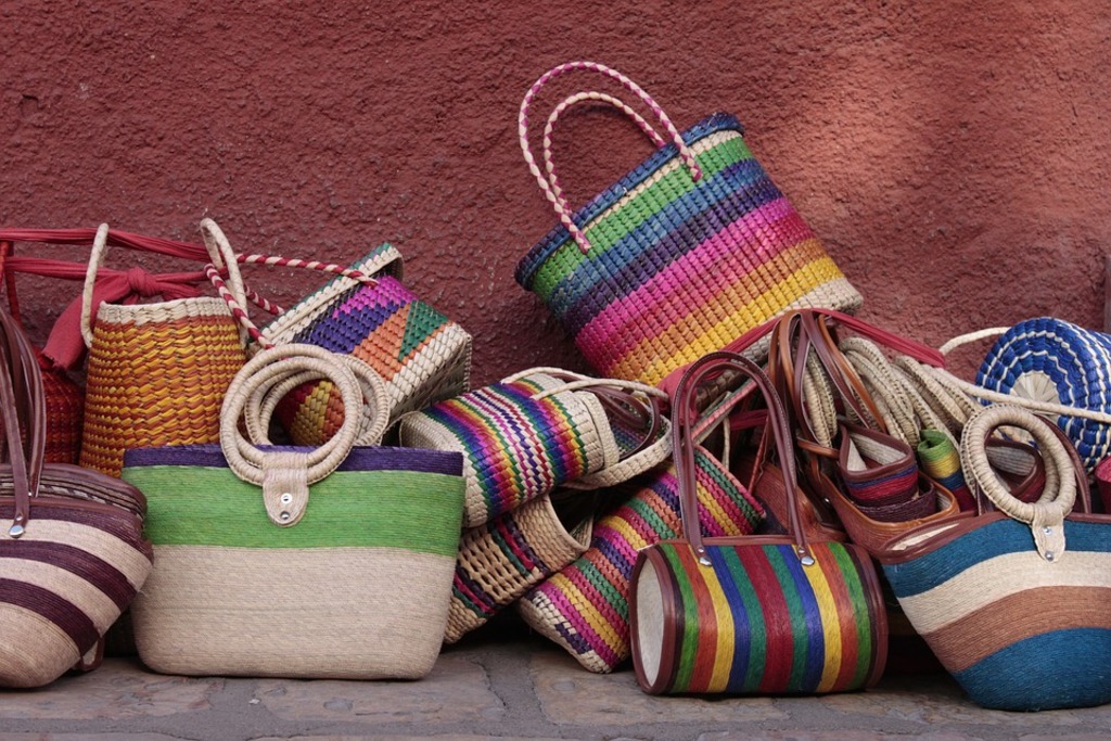 A handful of colorful bags 