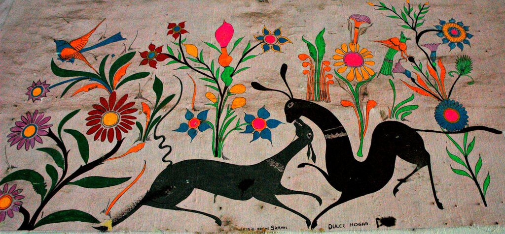 Antique Mexican folk art painting