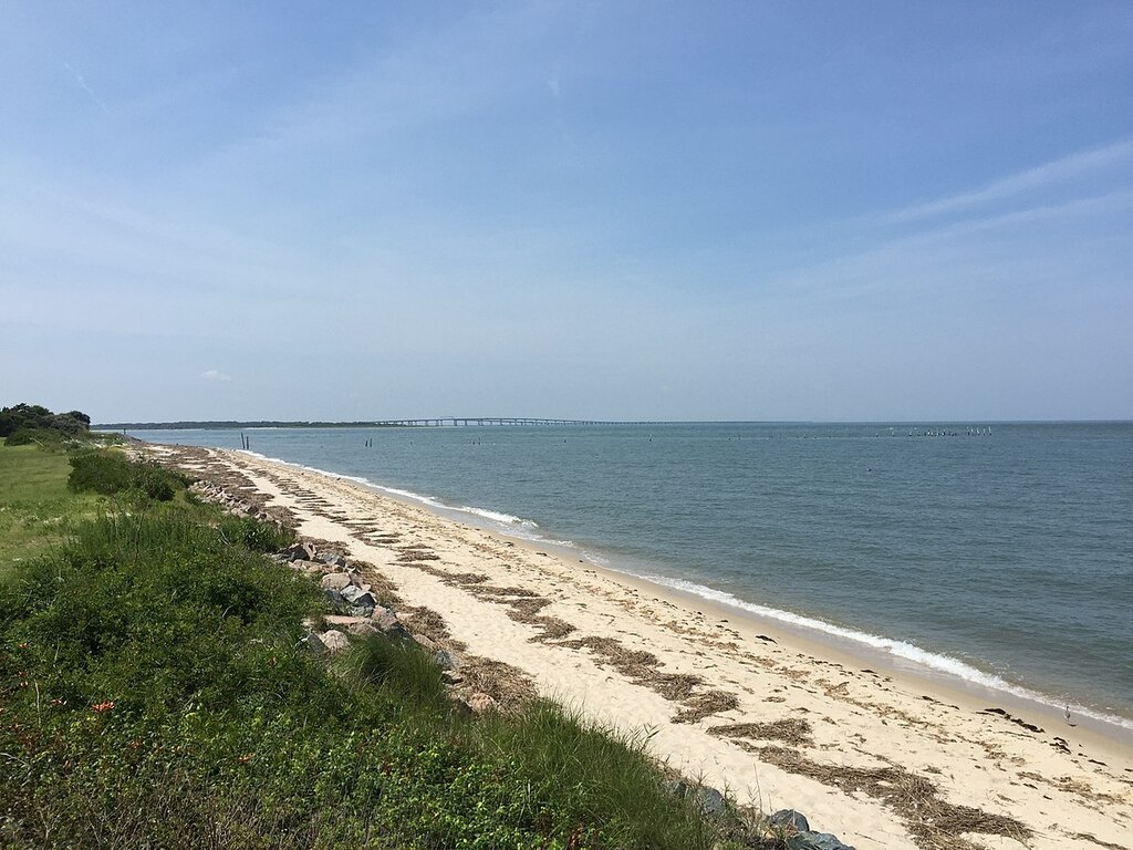 2017-07-12 11 18 47 View southwest towards U.S. Route 13 (Chesapeake Bay Bridge-Tunnel) from Cape Charles, Northampton County, Virginia