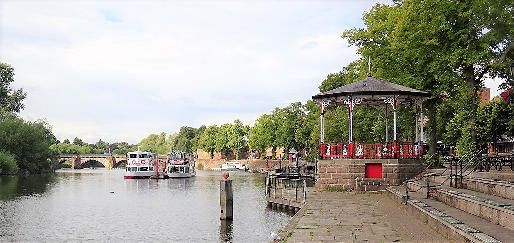 Victorian bandstand, River Dee, Chester, Cheshire