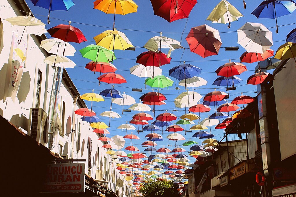 Umbrella installations across the city