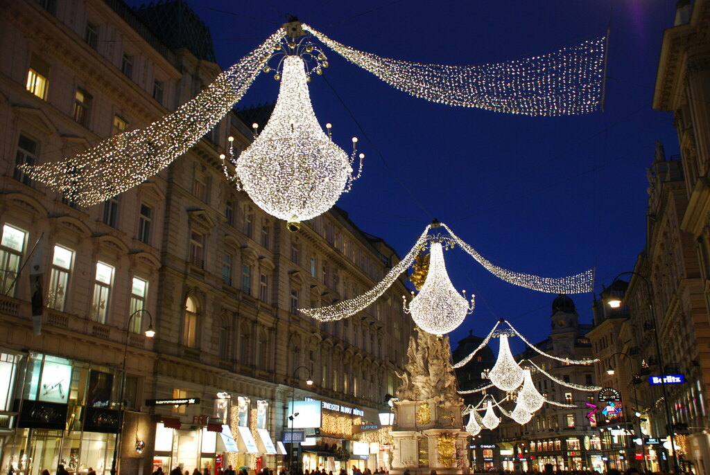 Christmas Lights on the Graben in Vienna, Austria