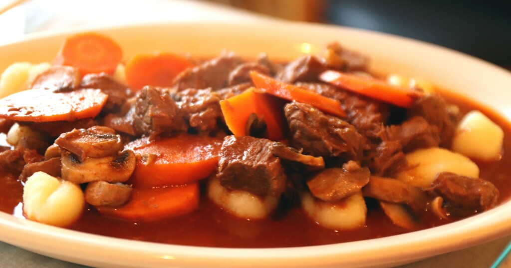 Goulash ~ Savory beef stew with mushrooms and carrots