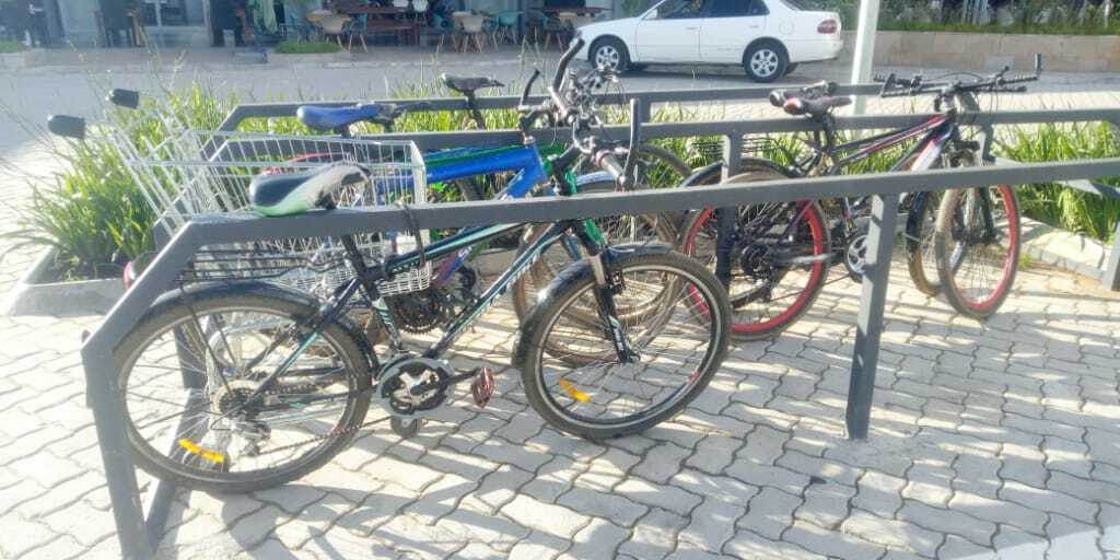Bicycles parked at a East Park Mall