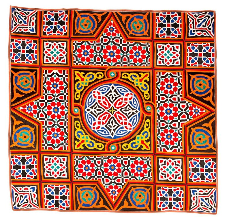 Egyptian Khayamiya - a typical "Street Panel" design by the tentmakers of Cairo, circa 1970-2000.