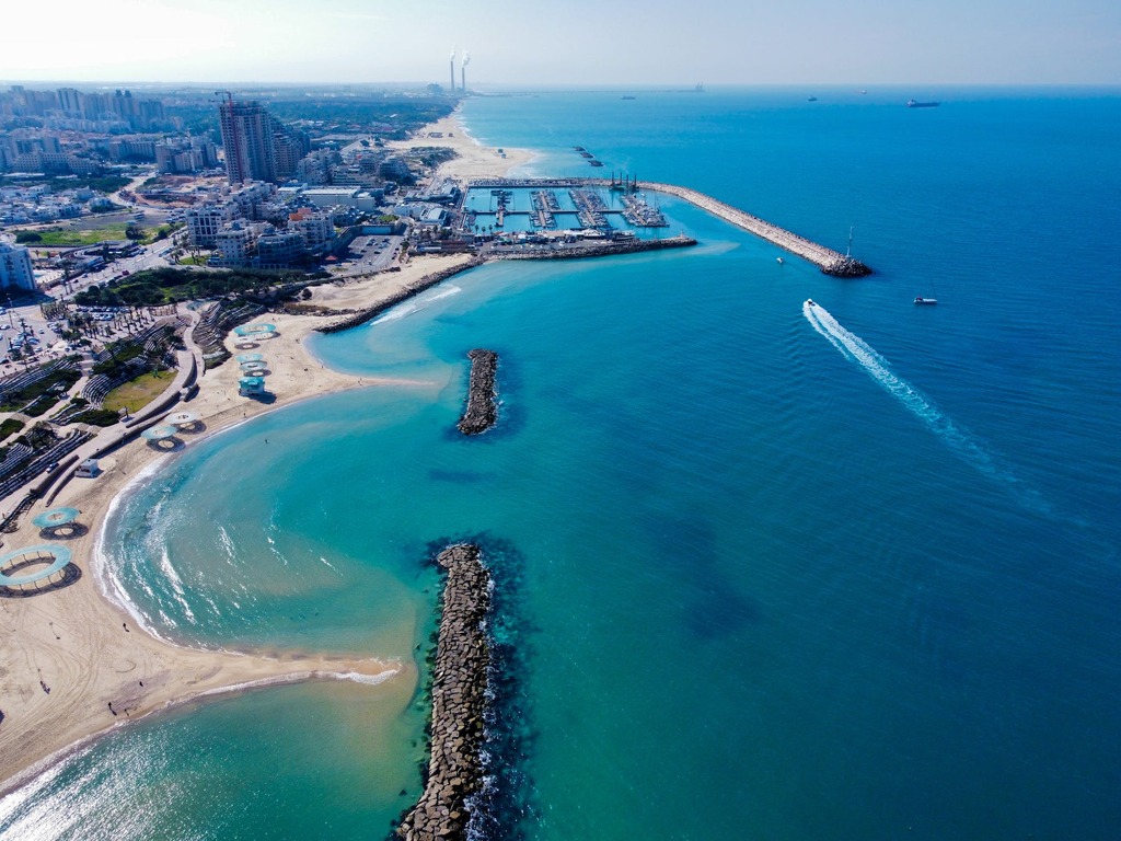 Aerial View of Buildings Near the Ocean, Ashkelon, South District, Israel
