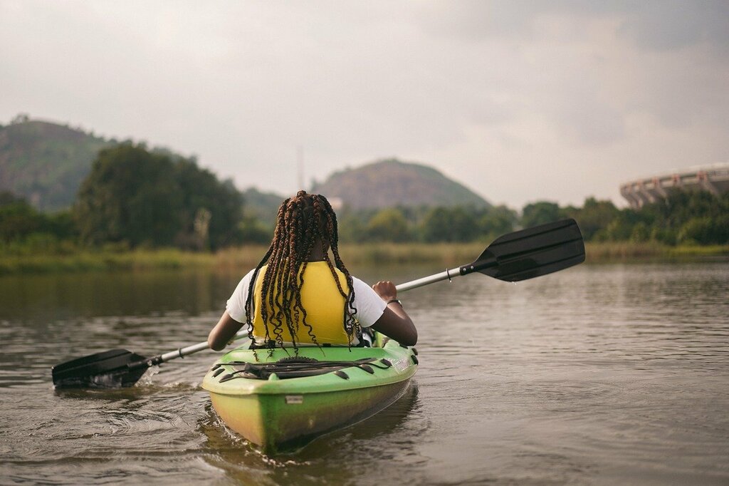 Kayaking in a lake
