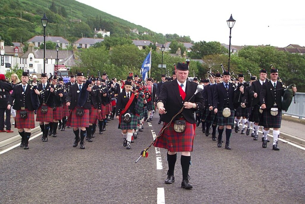 Massed Pipe Bands Parade - Highland Games at Helmsdale Sutherland Scotland (6070812993)