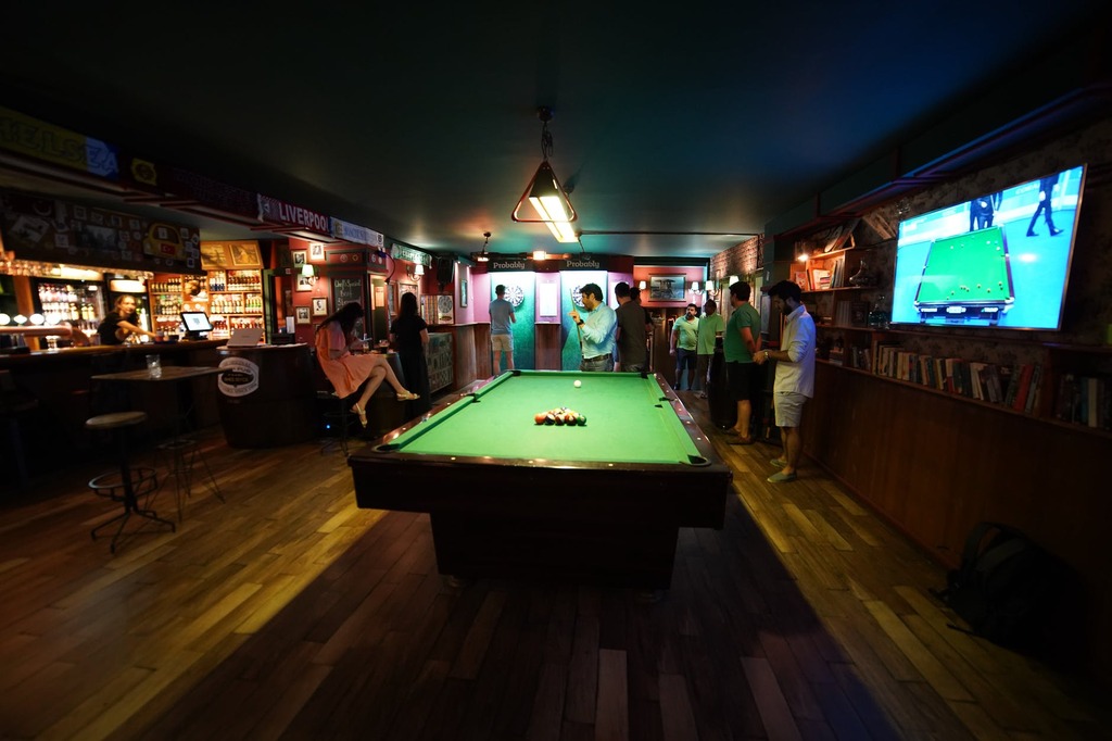 Pool table in a bar