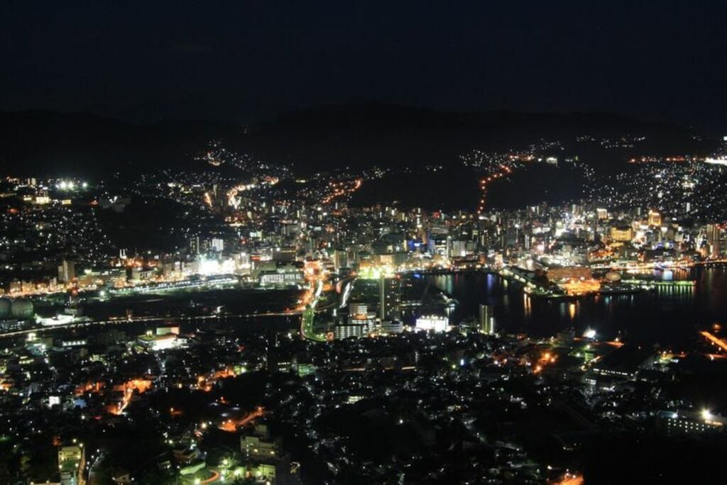 See Nagasaki by sunset from the Mt. Inasayama Observatory