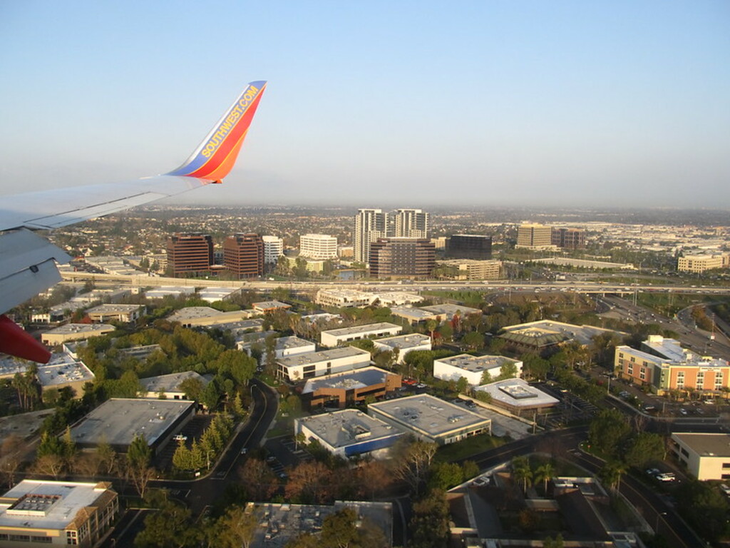 Approaching John Wayne International Airport, Santa Ana, California
