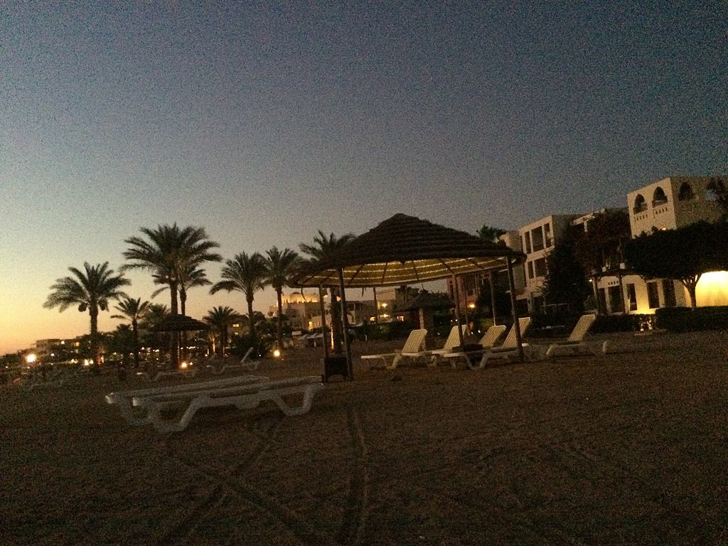 A beach in Aqaba during sunset