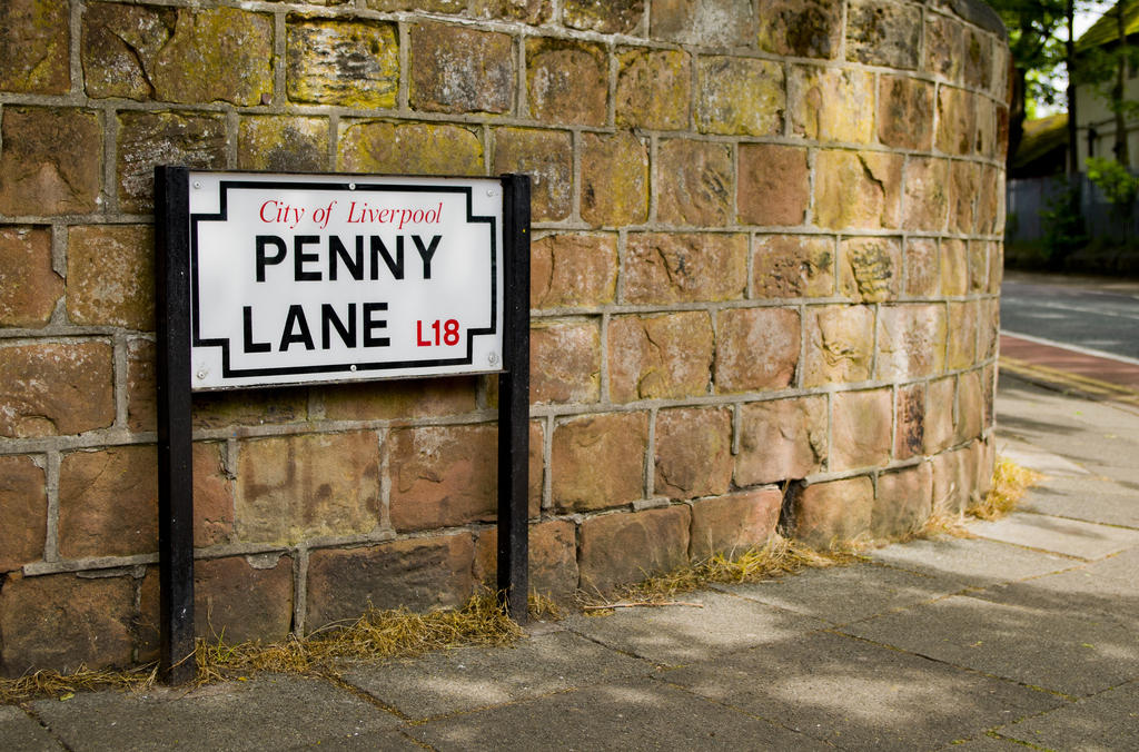 Penny lane street in Liverpool, Beatles song