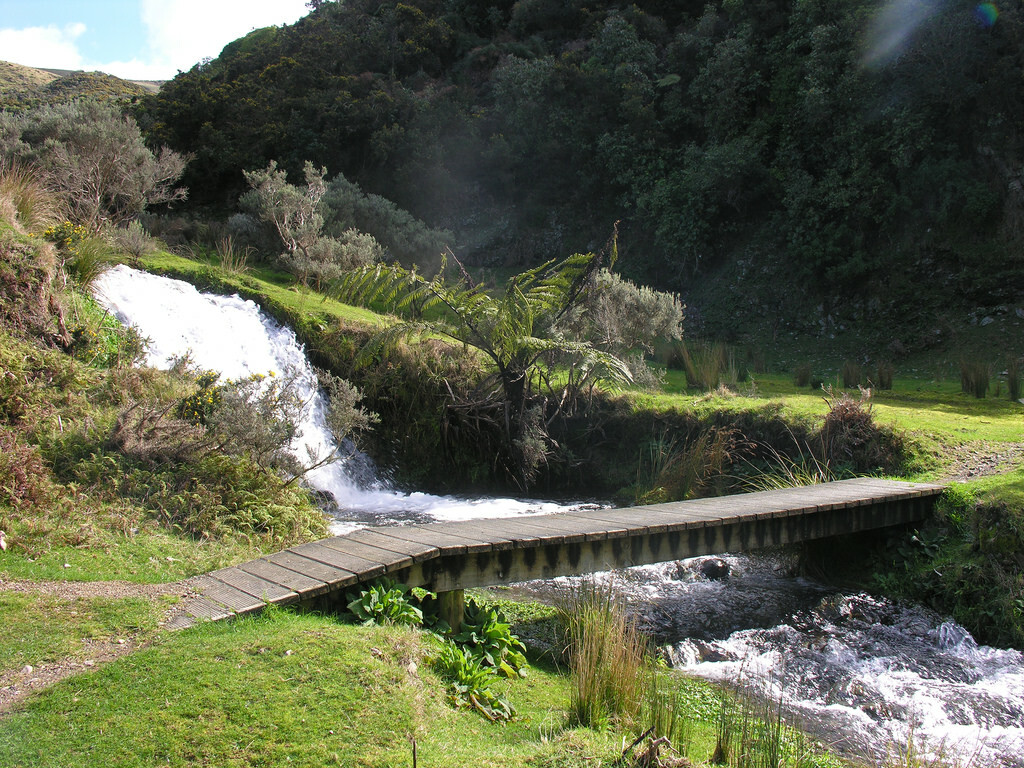 Bridge and waterfall, Belmont, Lower Hutt, New Zealand, 10 August 2006