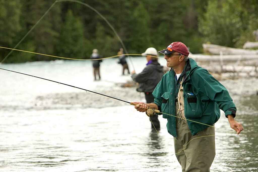 Men fly fishing