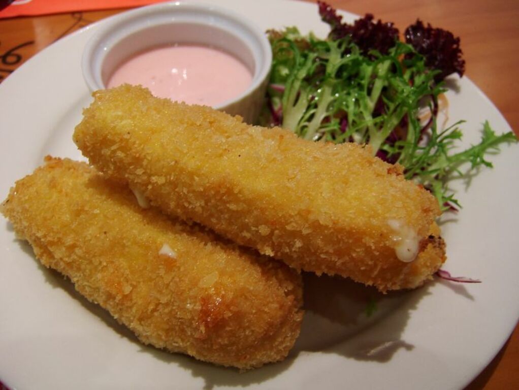 Battered mozzarella cheese sticks