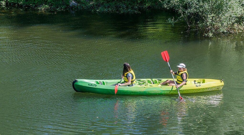 Canoeing on river
