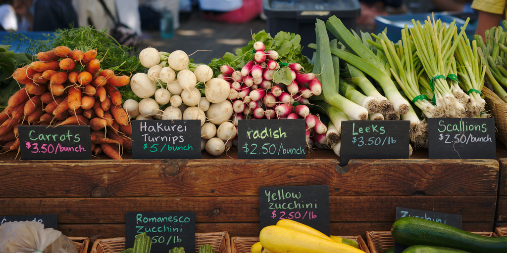 Farmers' market produce at the University of British Columbia 2016