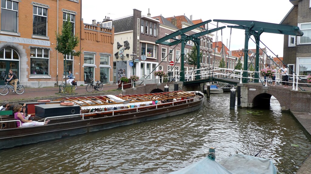 Barge and bridge, Leiden, Netherlands