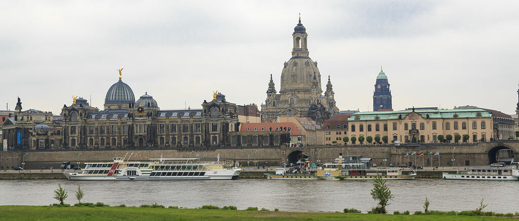 Dresden Germany Brühls-Terrace-seen-from-other-side-of-river-Elbe-