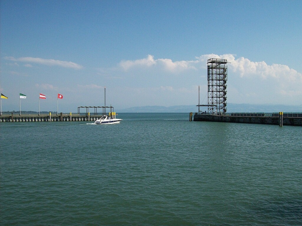 Lake Constance and tower Moleturm in Friedrichshafen