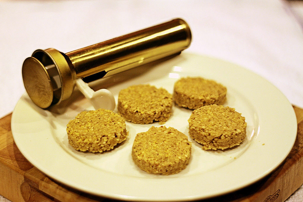 Uncooked Falafel and Falafel Press