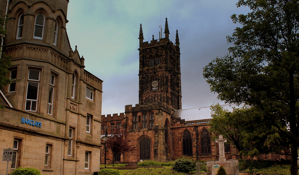 Wolverhampton Barclays Bank & St Peter's Church