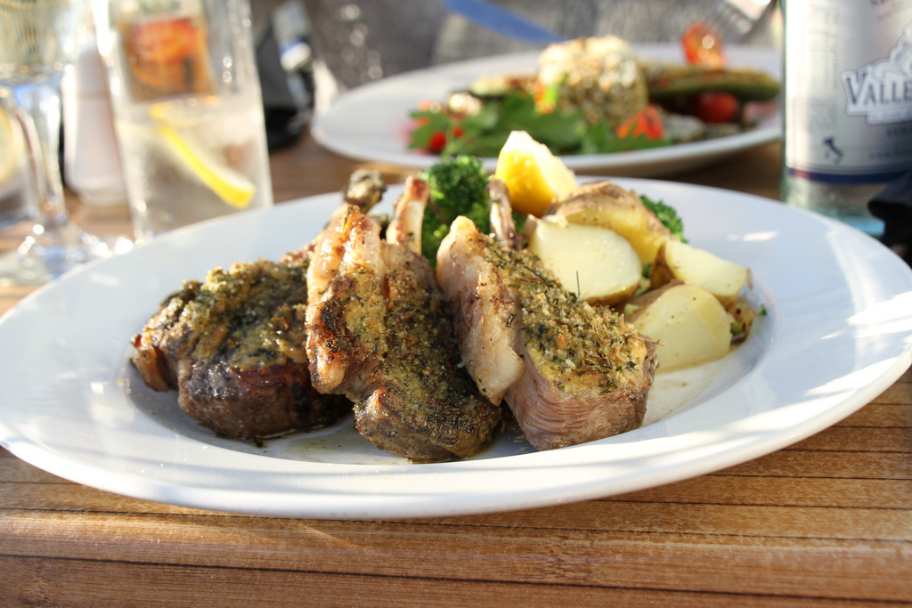 Dinner is served. Lamp chops yummy