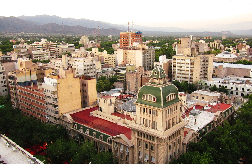 A beautiful landscape of a Mendoza City's part seen from the highest of Gómez building.