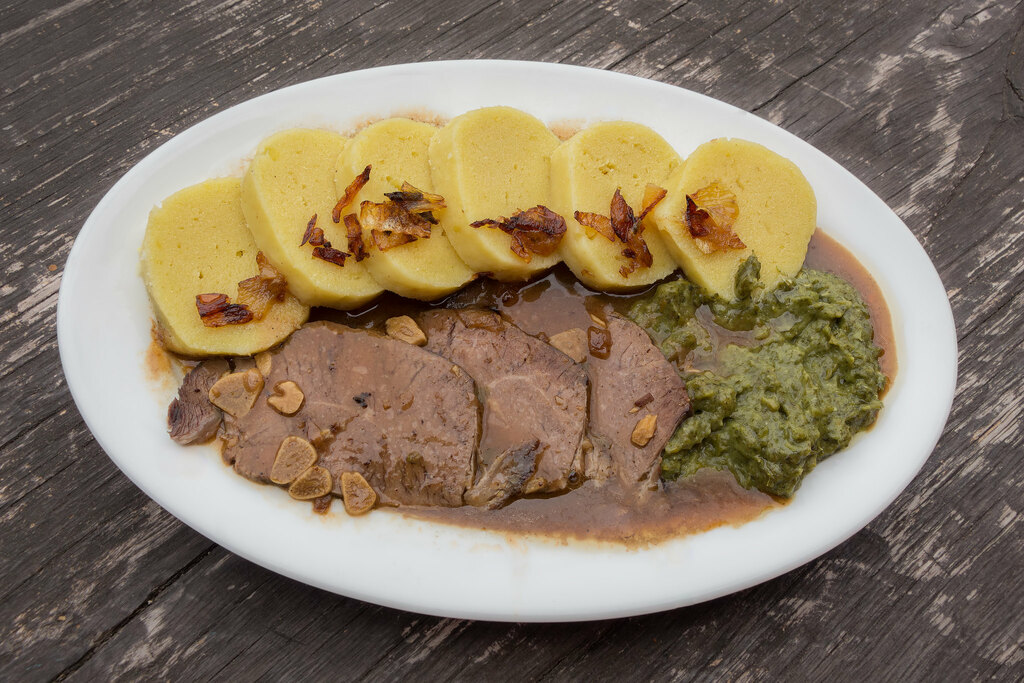 Traditional Czech food in a village pub.