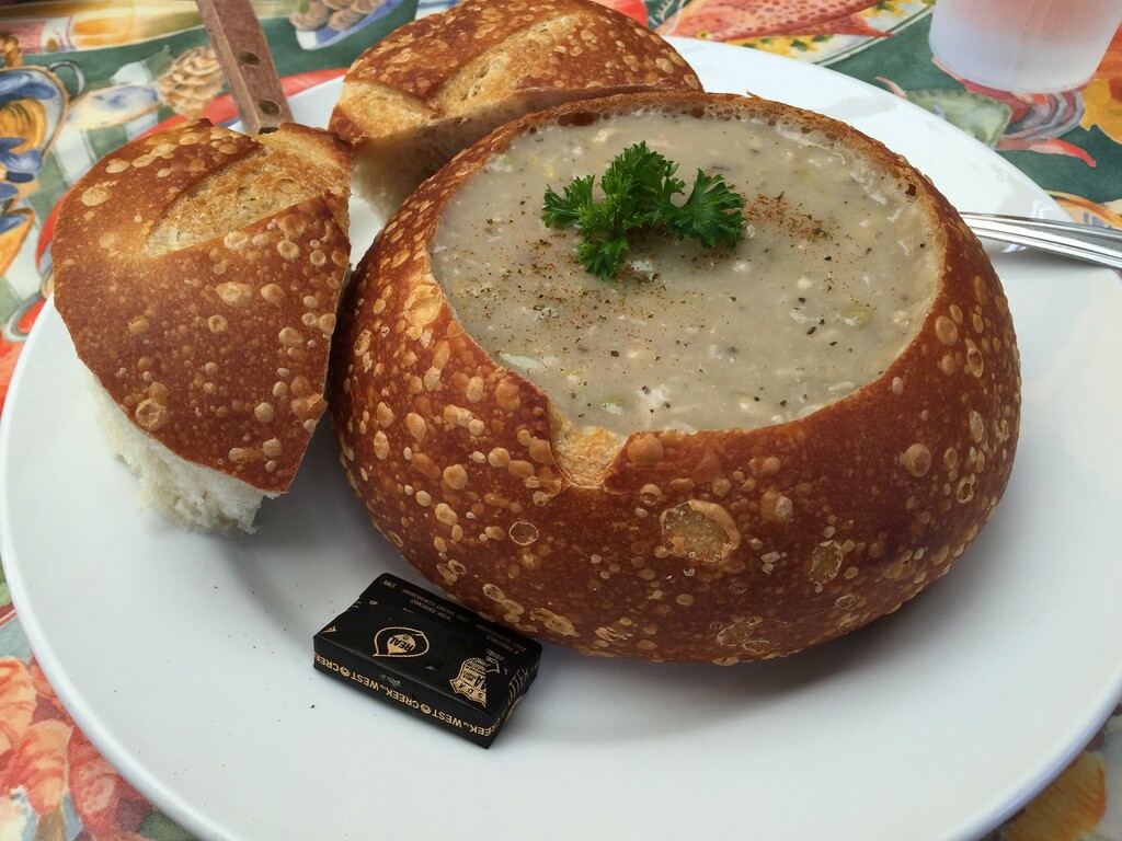 Clam Chowder Bowl, Barbara's Fishtrap, Half Moon Bay #food #HalfMoonBay #FoodLover