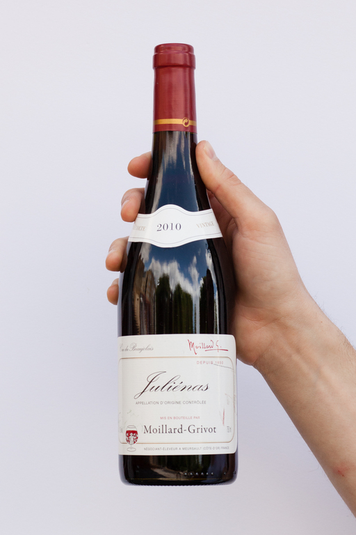 French beaujolais red wine bottle
